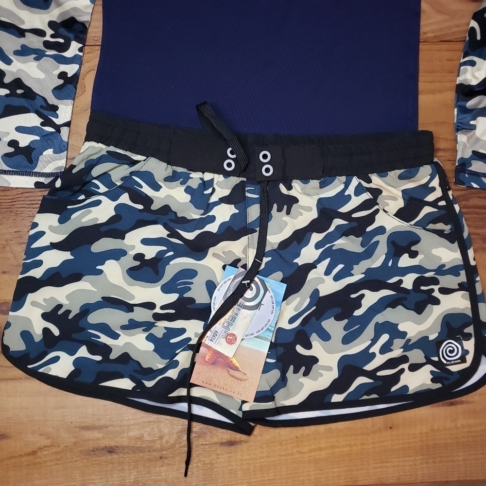 Upf 50+ swim rashguard wear/surf camo print nwt - Picture 2 of 4